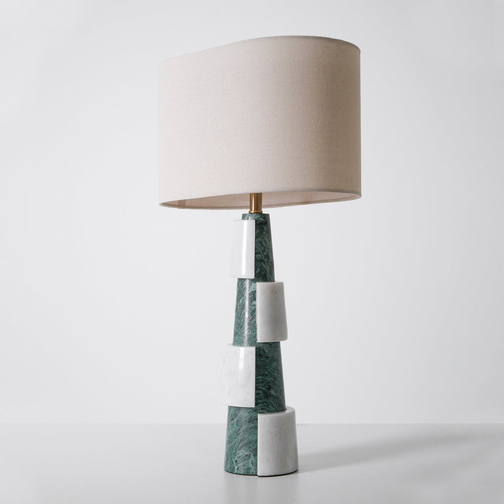 Lampe à poser moderne Dadi en Marbre Vert et blanc