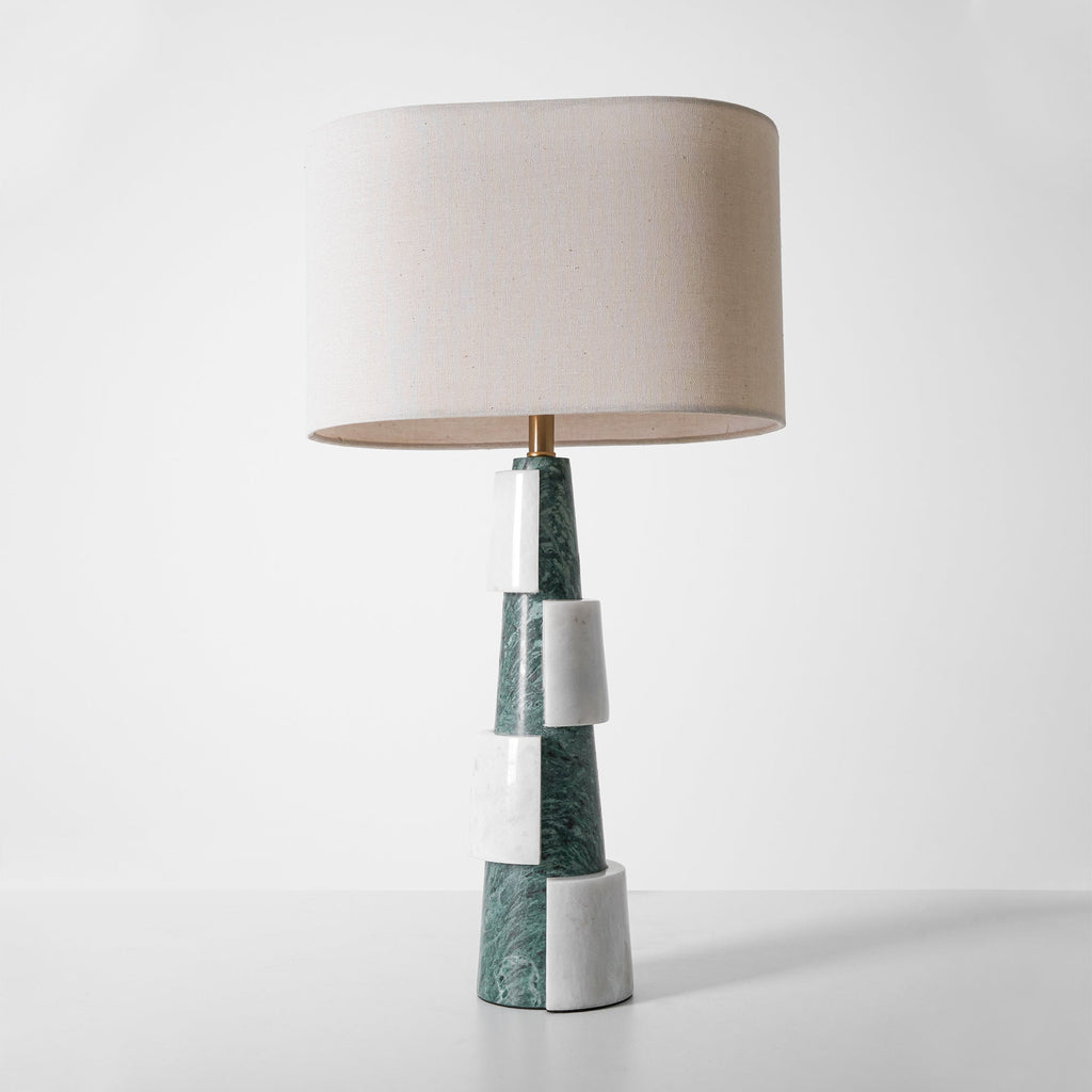 Lampe à poser moderne Dadi en Marbre Vert et blanc