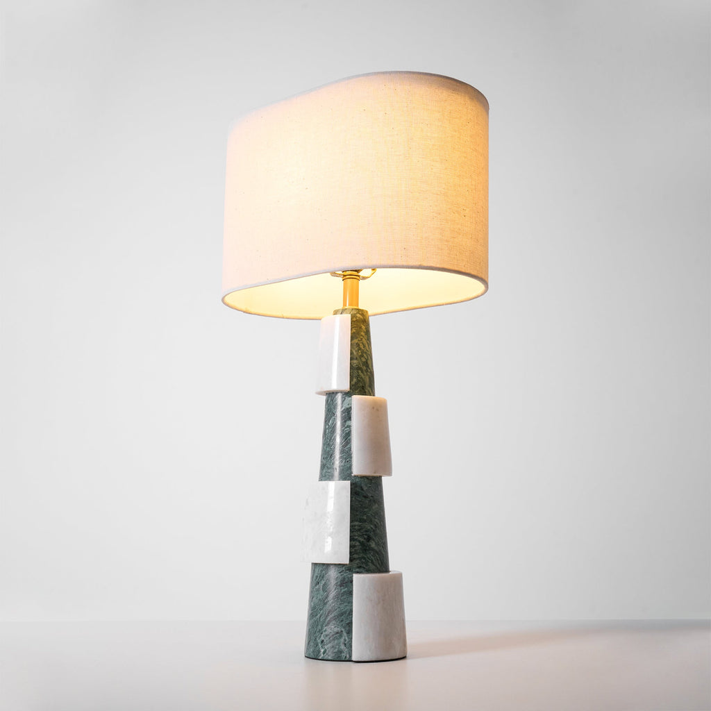 Lampe à poser moderne Dadi en Marbre Vert et blanc