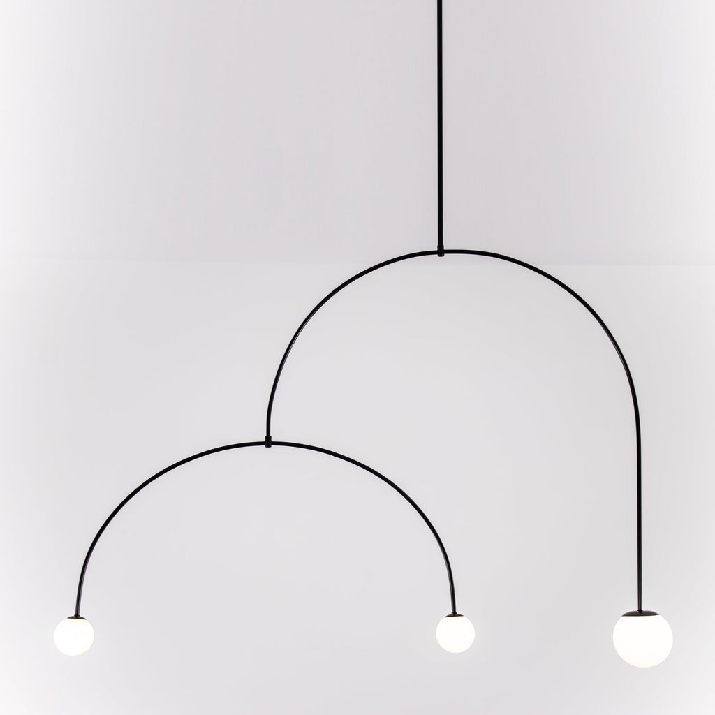 Lustre moderne Todd en Métal, Fer, Acier, Verre Noir
