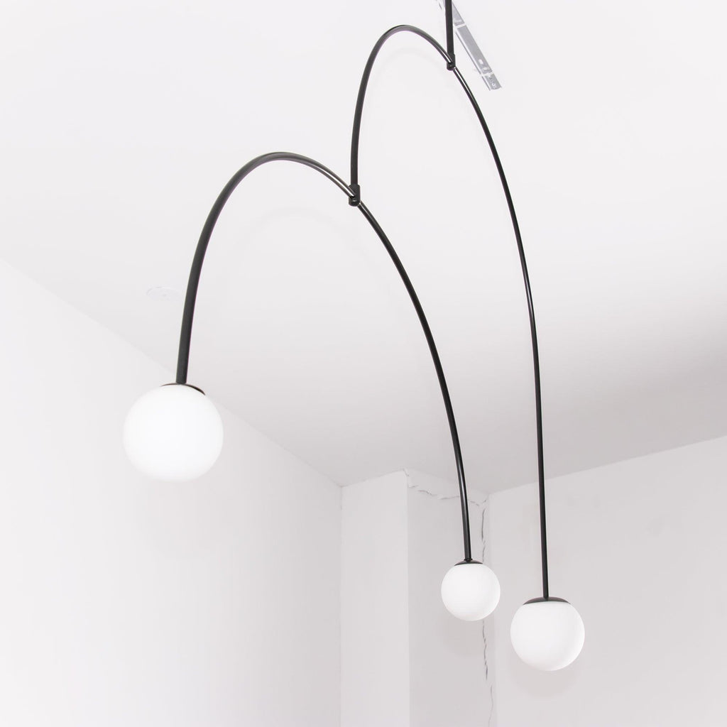 Lustre moderne Todd en Métal, Fer, Acier, Verre Noir
