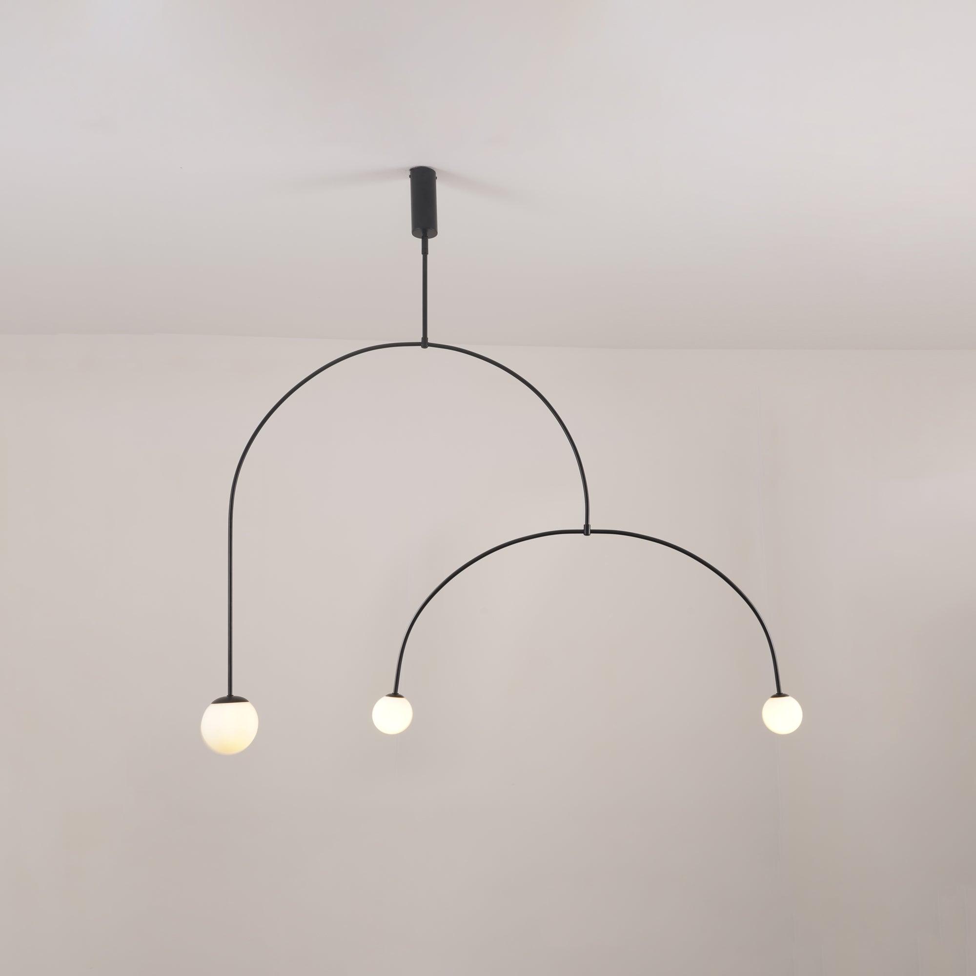 Lustre moderne Todd en Métal, Fer, Acier, Verre Noir