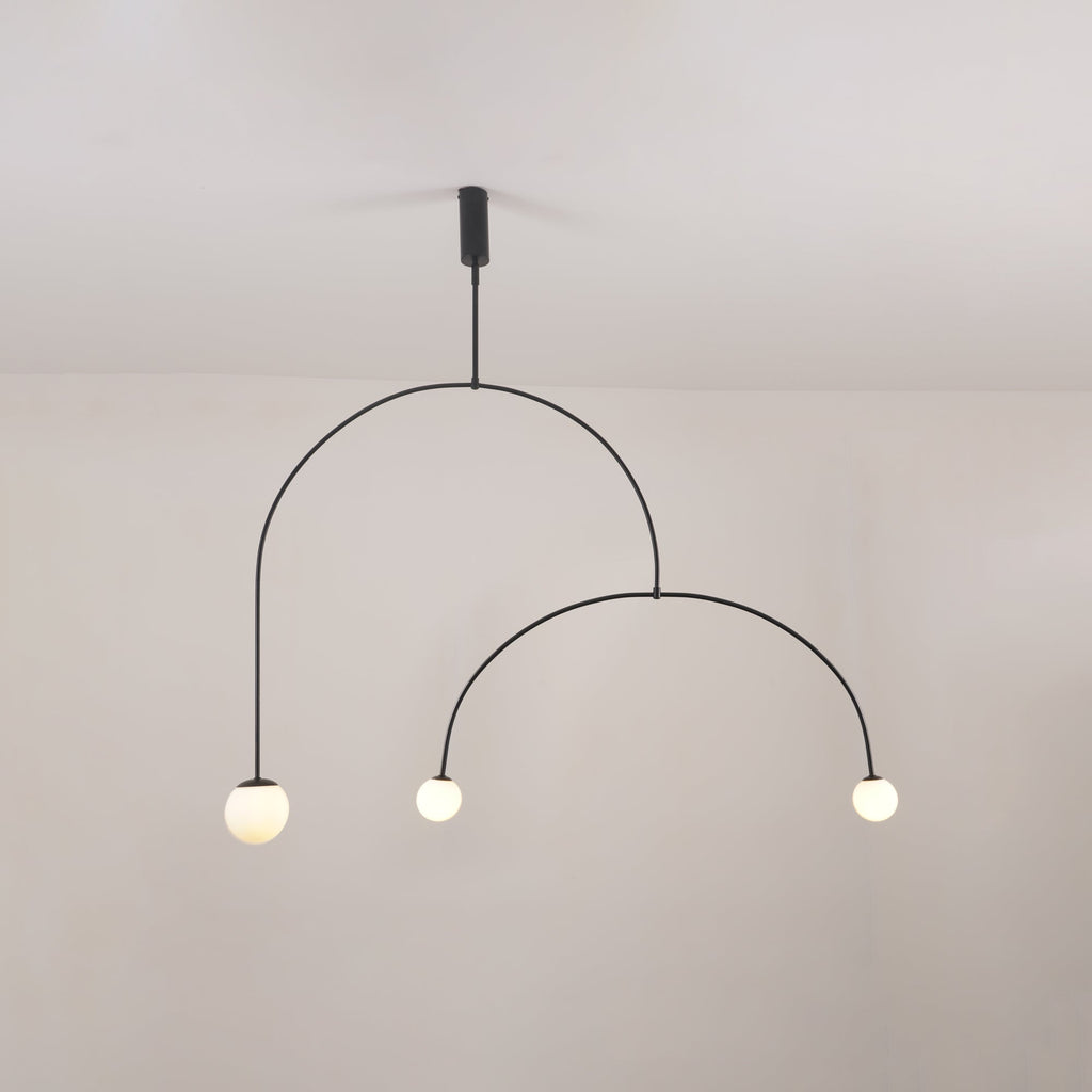 Lustre moderne Todd en Métal, Fer, Acier, Verre Noir
