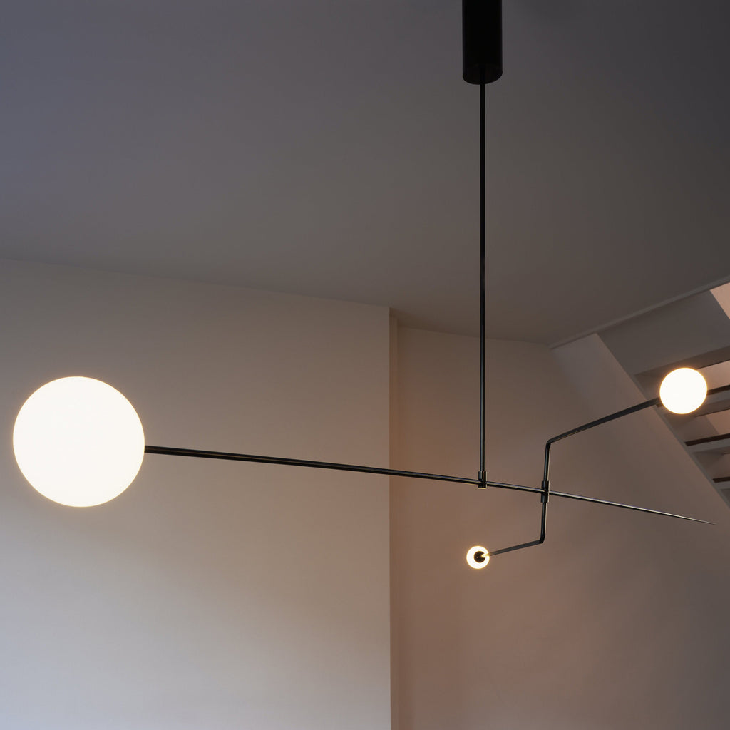 Lustre moderne Todd en Métal, Fer, Acier, Verre Noir