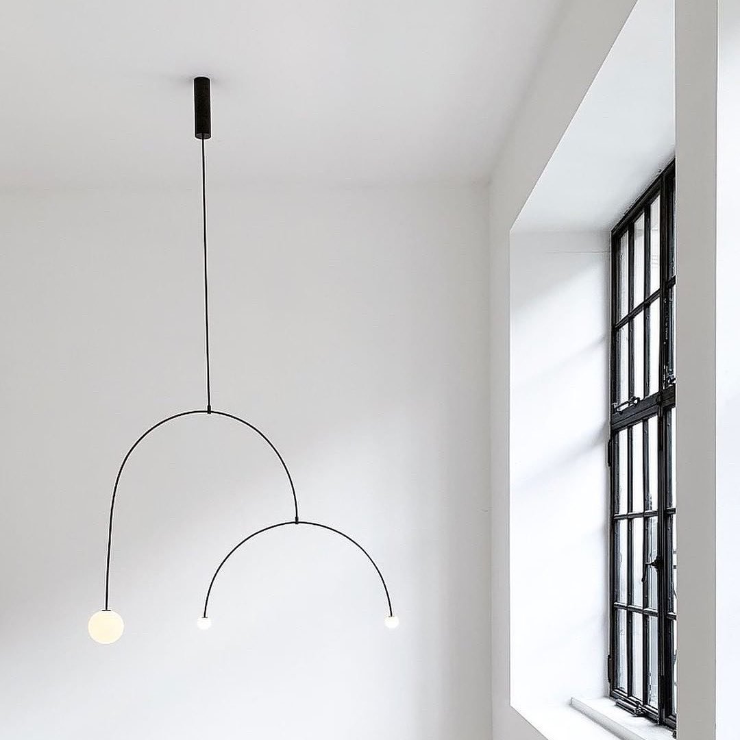 Lustre moderne Todd en Métal, Fer, Acier, Verre Noir