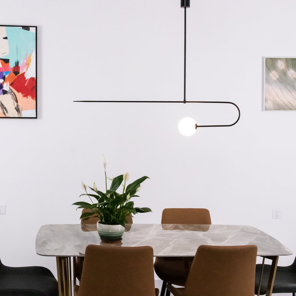 Lustre moderne Todd en Métal, Fer, Acier, Verre Noir