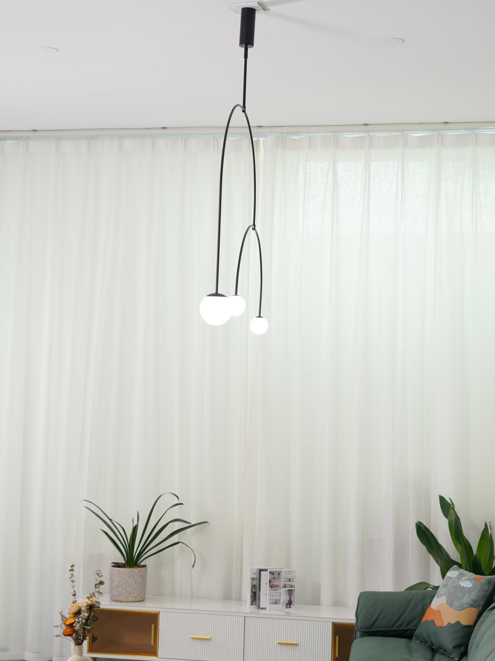 Lustre moderne Todd en Métal, Fer, Acier, Verre Noir