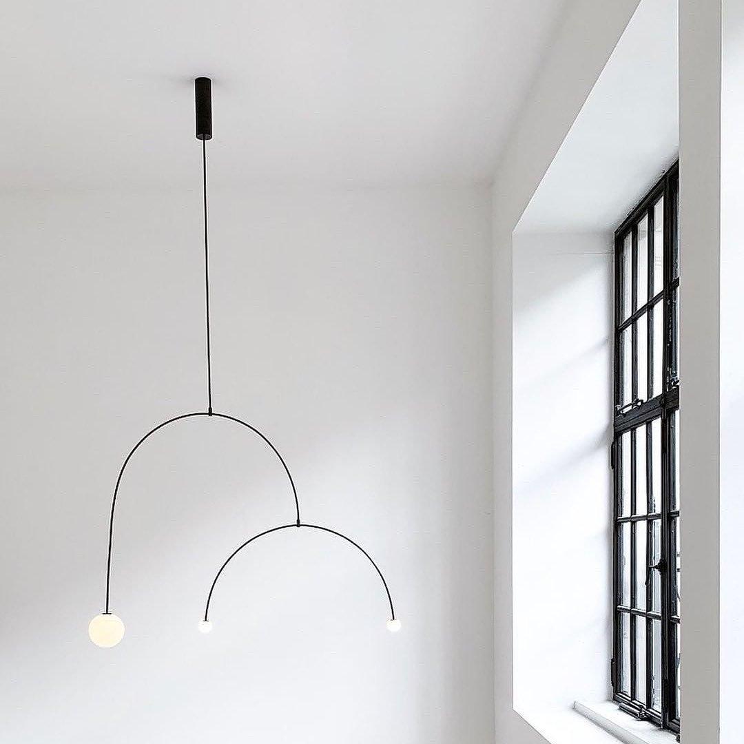 Lustre moderne Todd en Métal, Fer, Acier, Verre Noir