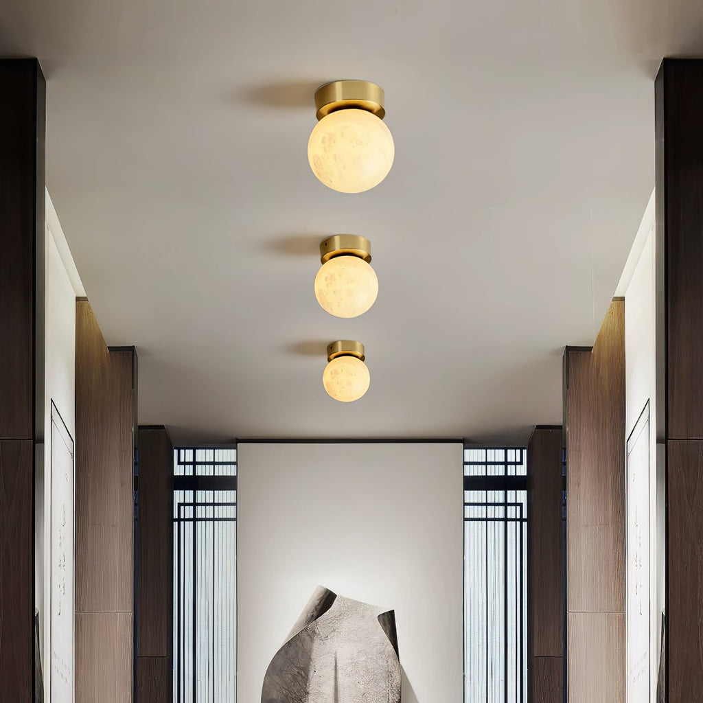 Plafonnier moderne Anker en Albâtre Laiton et blanc