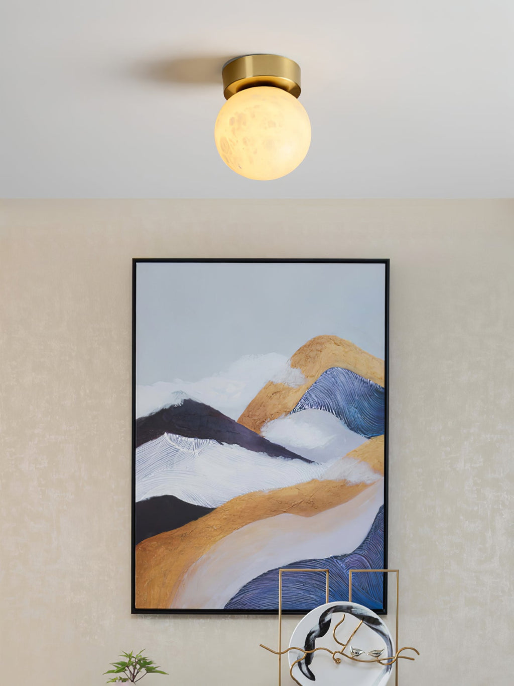Plafonnier moderne Anker en Albâtre Laiton et blanc