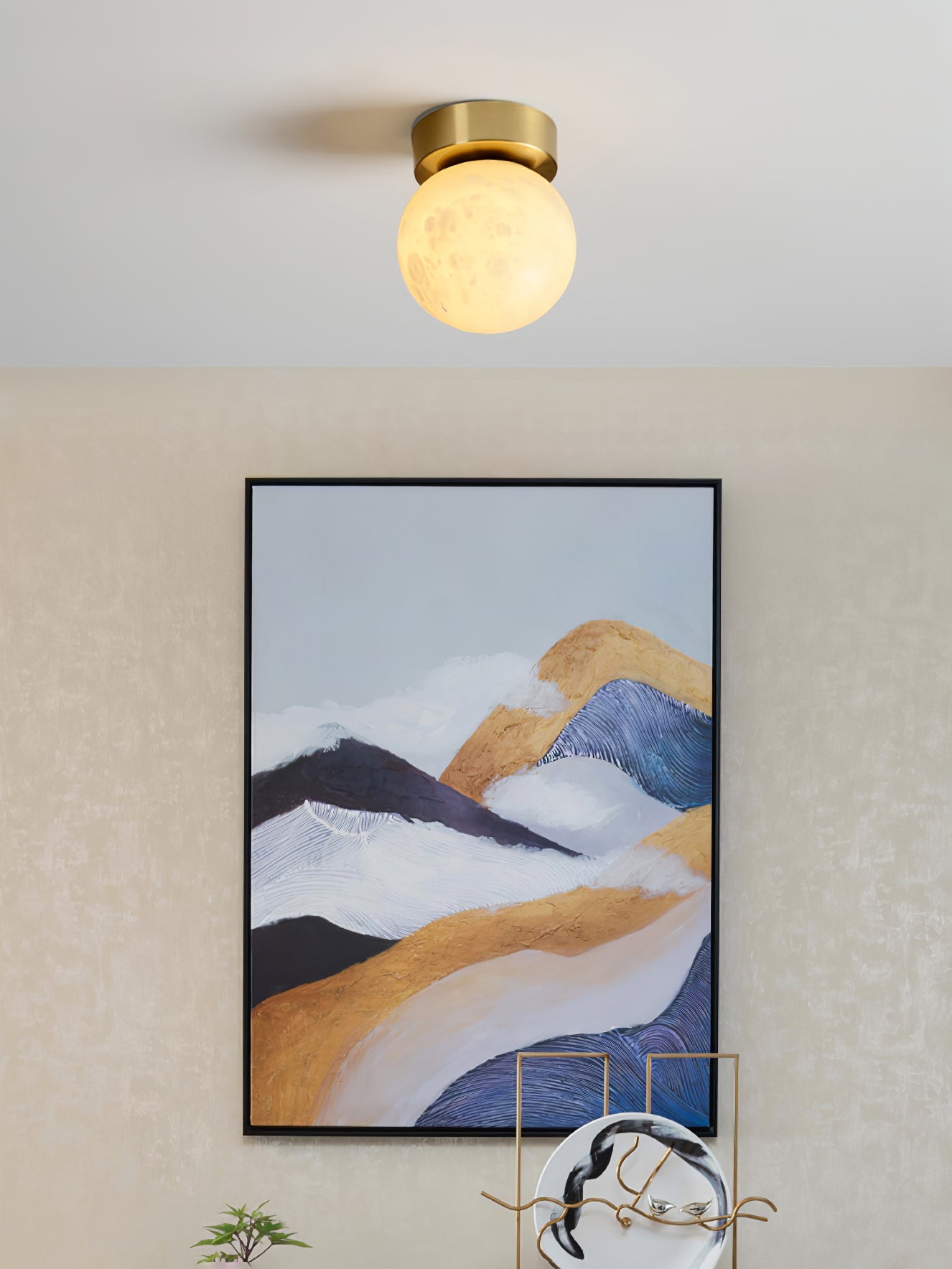 Plafonnier moderne Anker en Albâtre Laiton et blanc