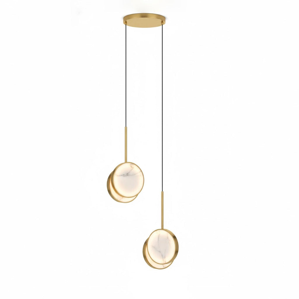 Suspension moderne Maddox en Albâtre Laiton et blanc