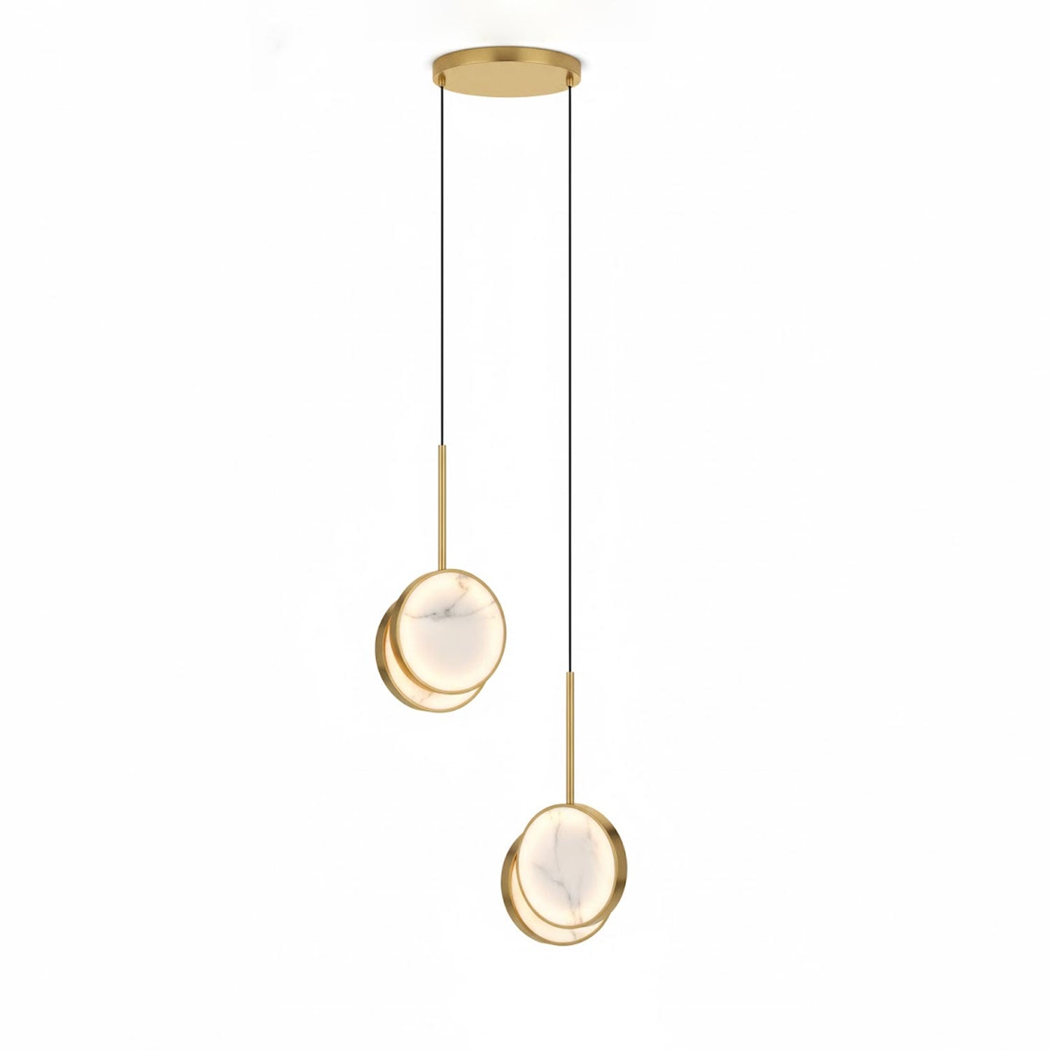 Suspension moderne Maddox en Albâtre Laiton et blanc