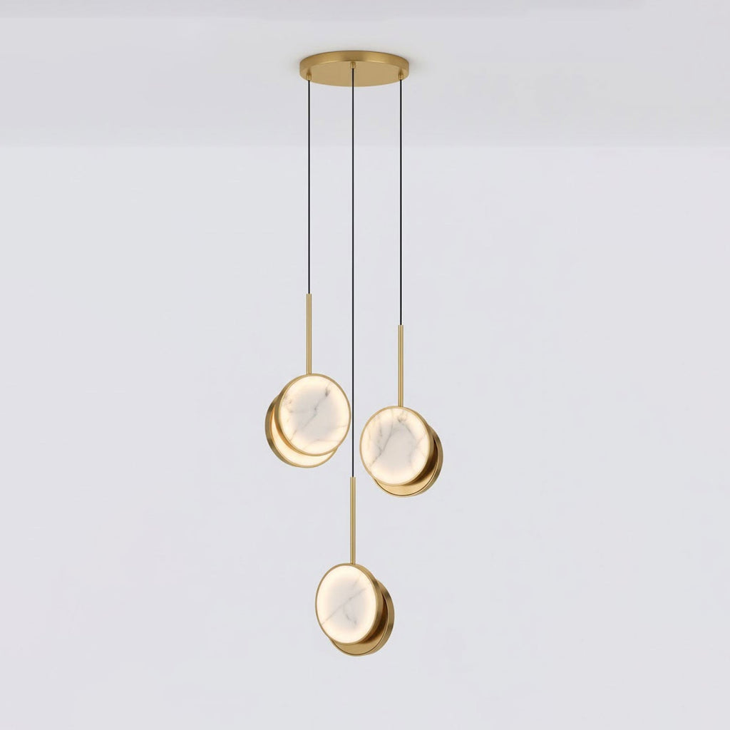Suspension moderne Maddox en Albâtre Laiton et blanc