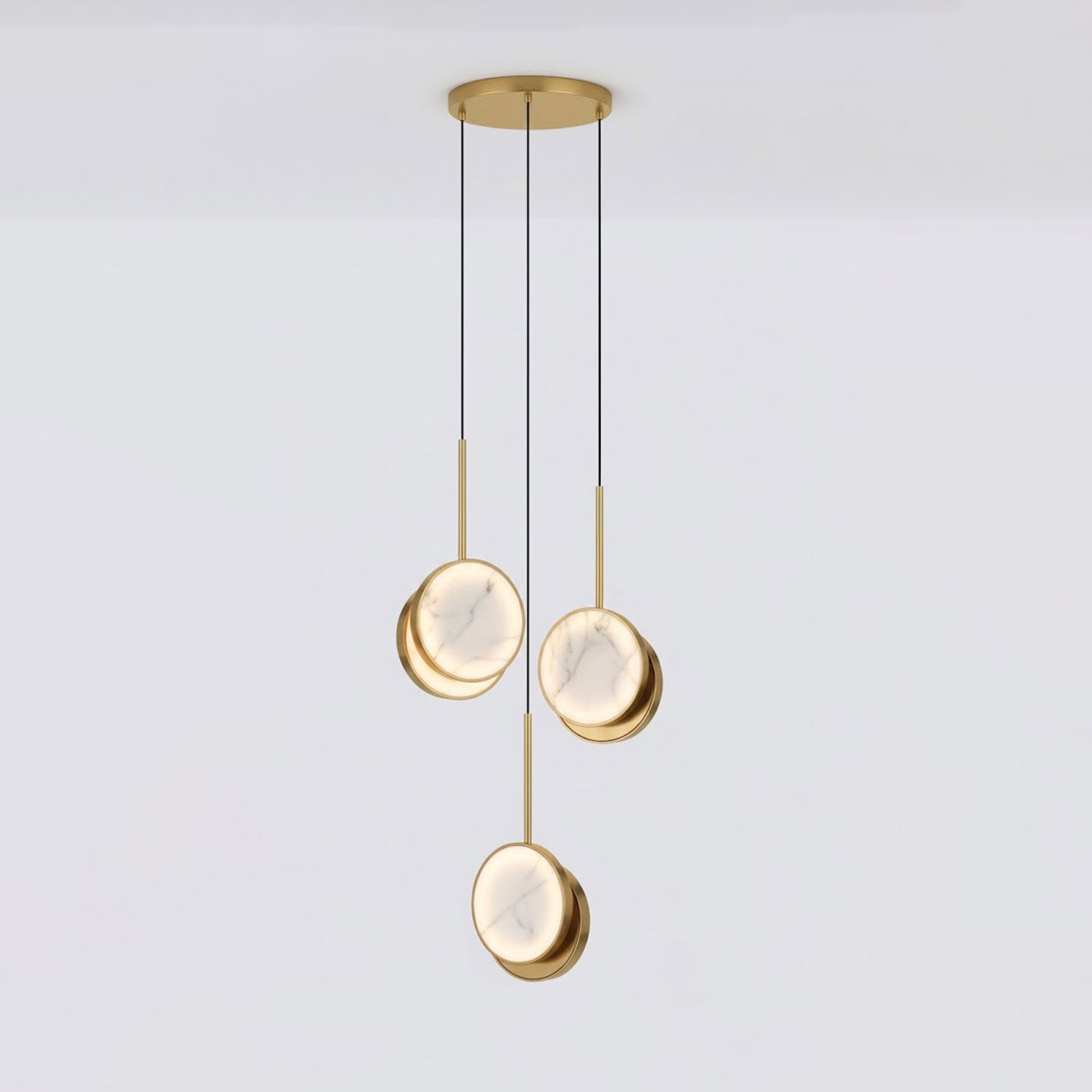 Suspension moderne Maddox en Albâtre Laiton et blanc