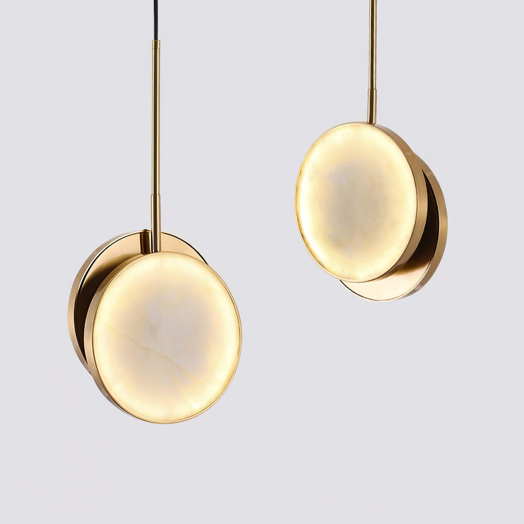 Suspension moderne Maddox en Albâtre Laiton et blanc