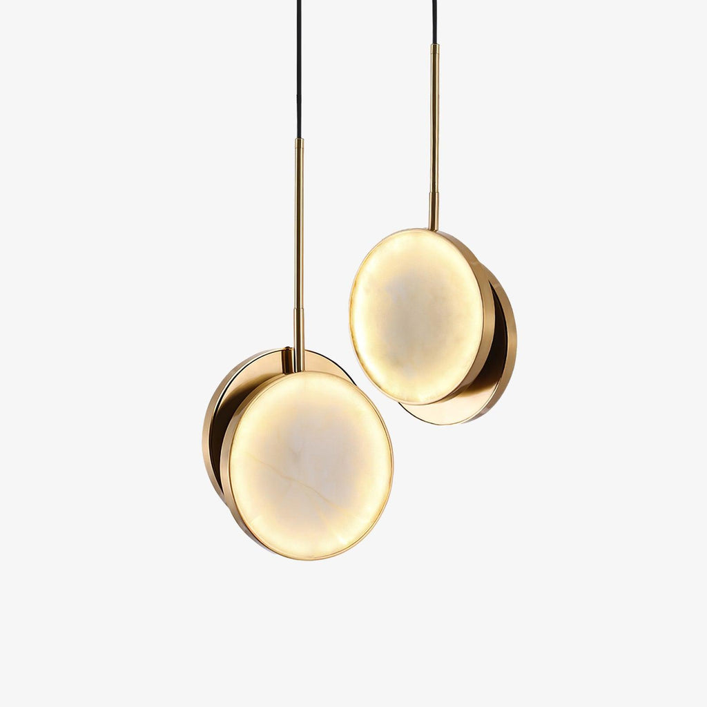 Suspension moderne Maddox en Albâtre Laiton et blanc