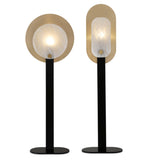Lampadaire moderne Gideon en Albâtre Noir et blanc et doré