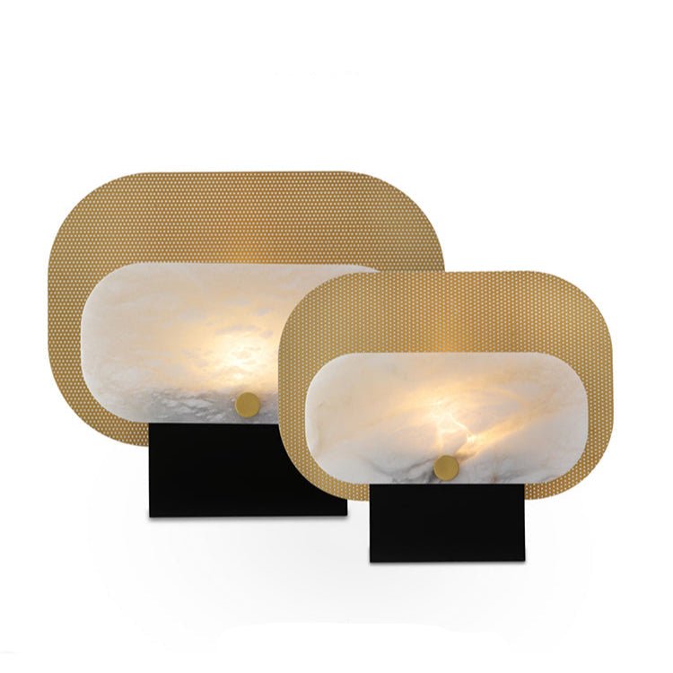 Lampe à poser moderne Gideon en Albâtre Doré et blanc et doré