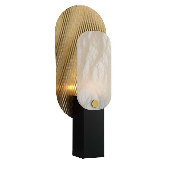 Lampe à poser moderne Gideon en Albâtre Doré et blanc et doré