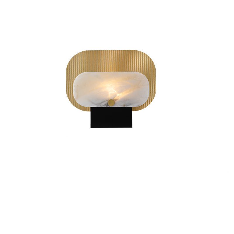 Lampe à poser moderne Gideon en Albâtre Doré et blanc et doré