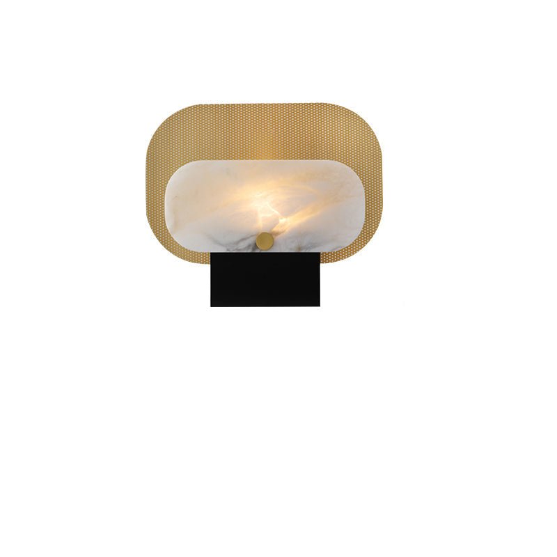Lampe à poser moderne Gideon en Albâtre Doré et blanc et doré