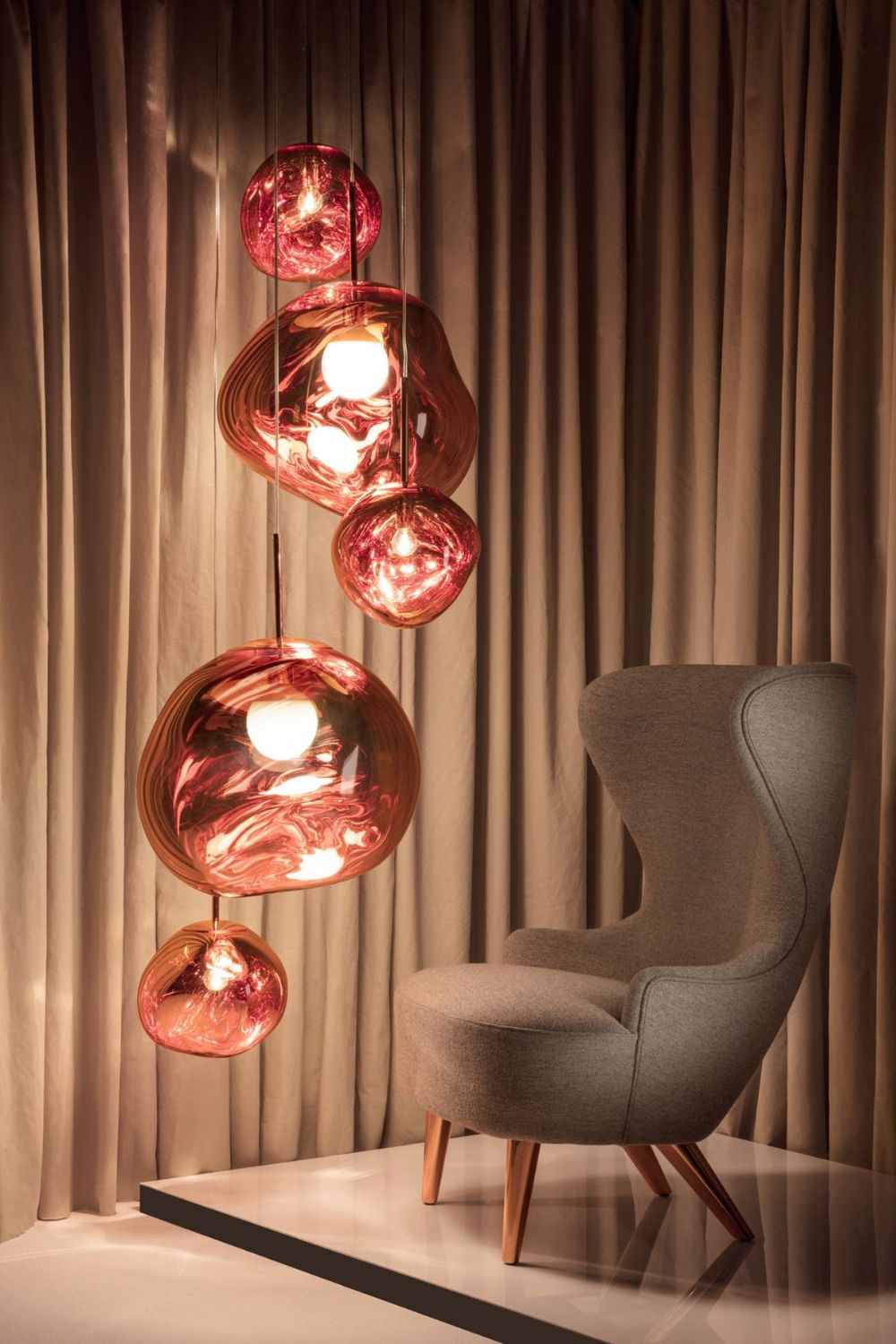 Suspension moderne Sejer en Métal, PVC, Plastique Fumé gris
