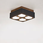 Plafonnier moderne Reyn en Noyer bois et noir travertin