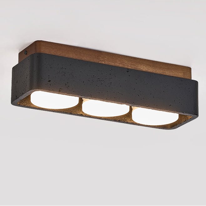 Plafonnier moderne Reyn en Noyer bois et noir travertin