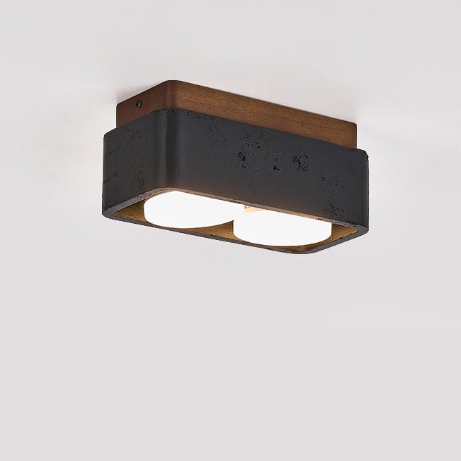 Plafonnier moderne Reyn en Noyer bois et noir travertin