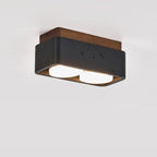 Plafonnier moderne Reyn en Noyer bois et noir travertin