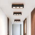 Plafonnier moderne Reyn en Noyer bois et noir travertin