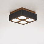 Plafonnier moderne Reyn en Noyer bois et noir travertin