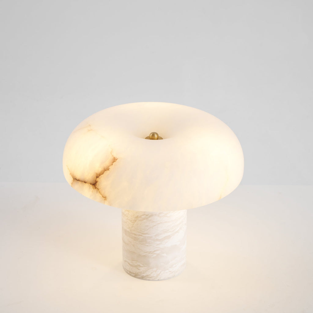 Lampe à poser moderne Acel en Albâtre Laiton et blanc