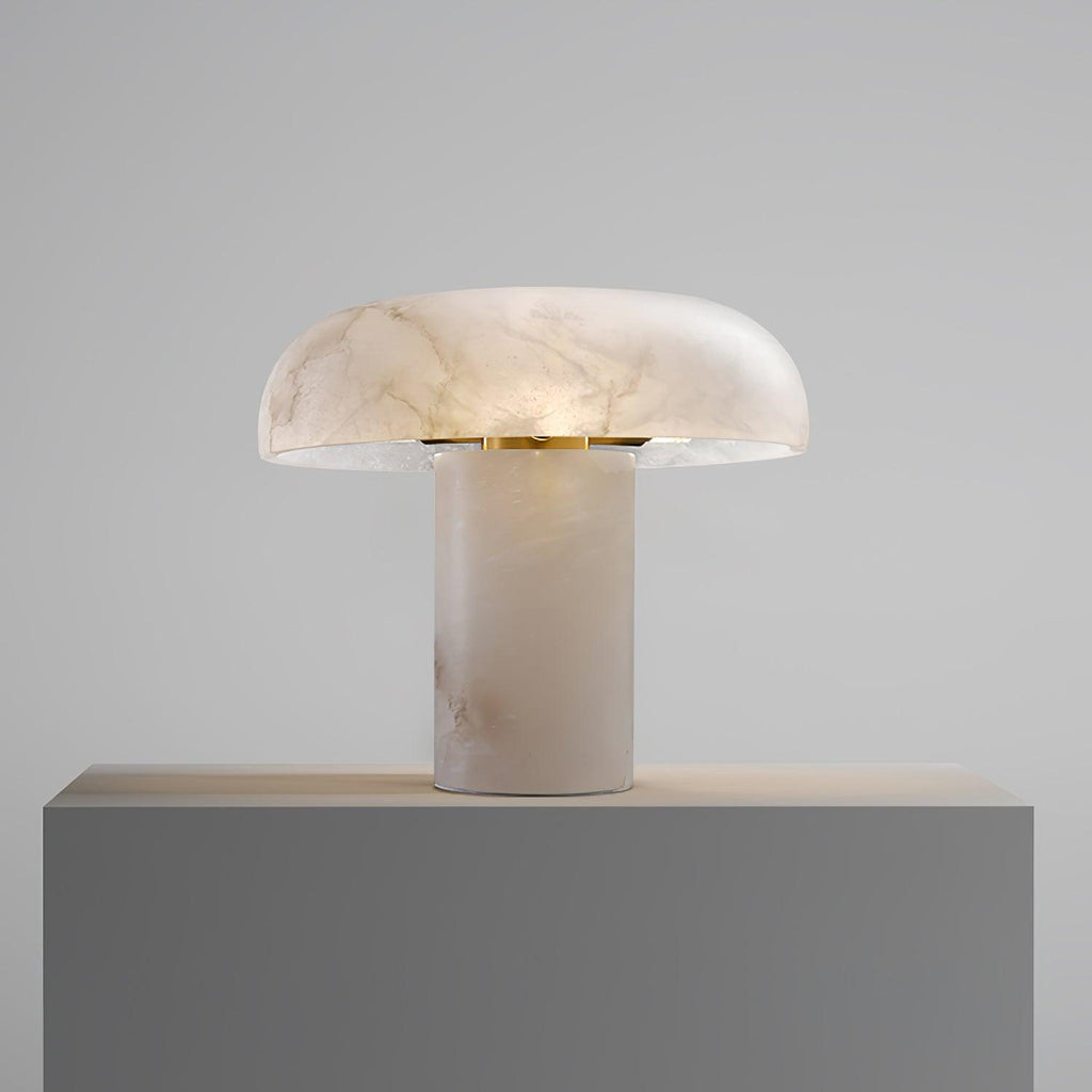 Lampe à poser moderne Acel en Albâtre Laiton et blanc