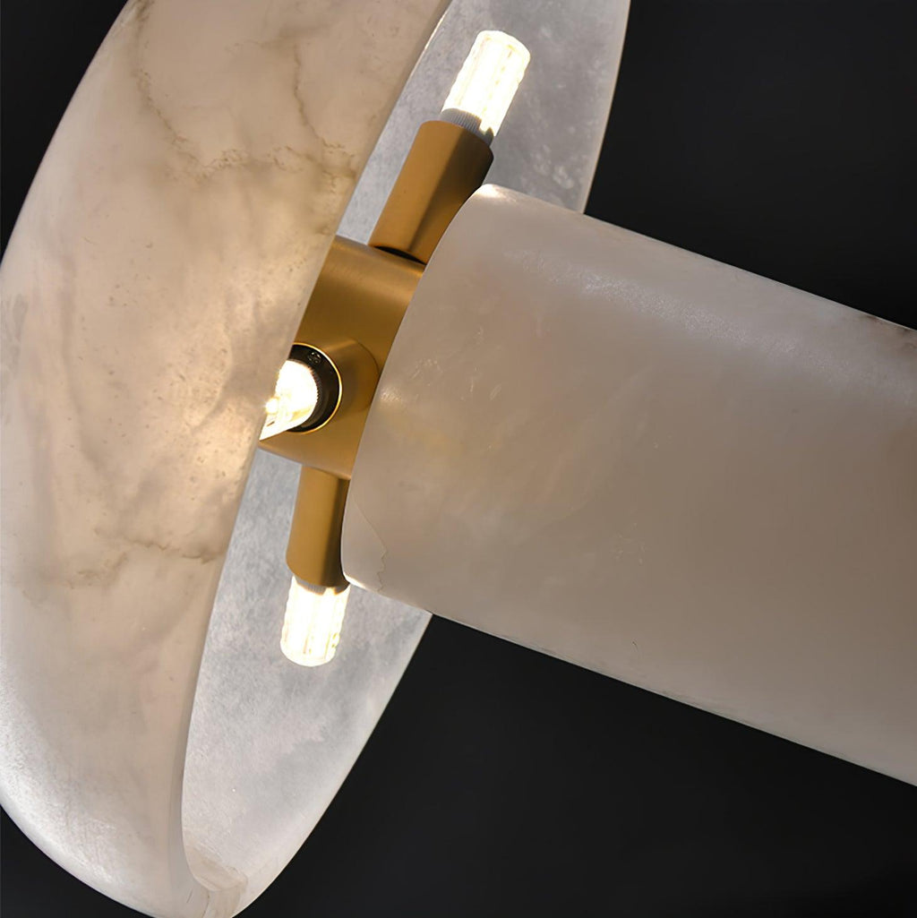 Lampe à poser moderne Acel en Albâtre Laiton et blanc