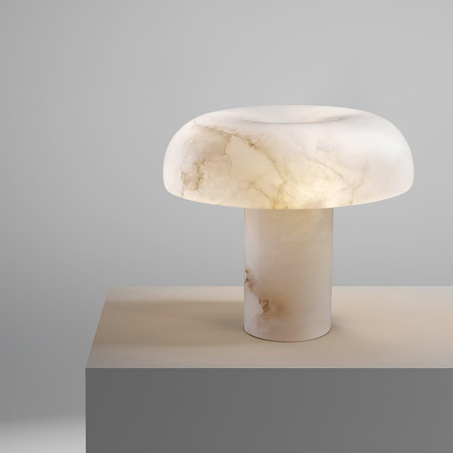 Lampe à poser moderne Acel en Albâtre Laiton et blanc