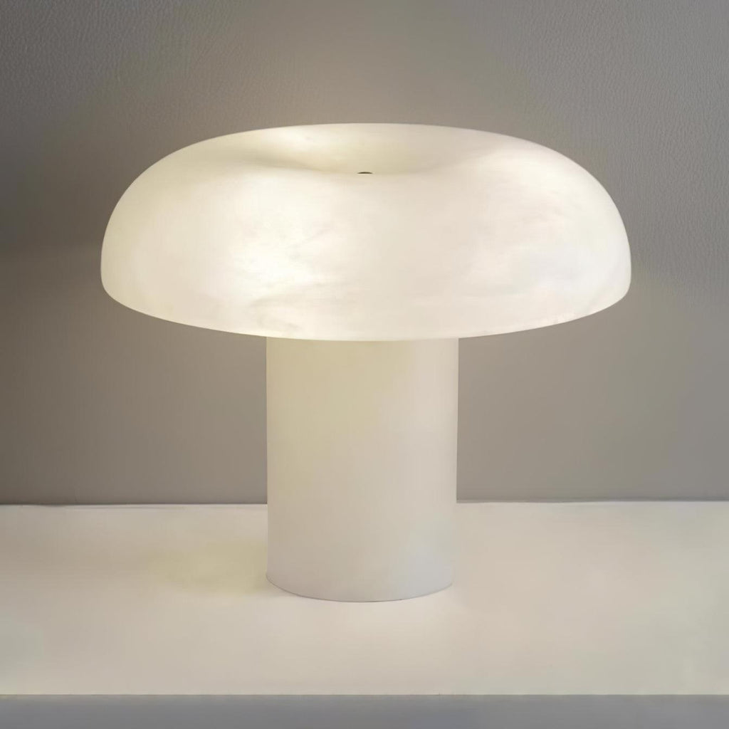 Lampe à poser moderne Acel en Albâtre Laiton et blanc