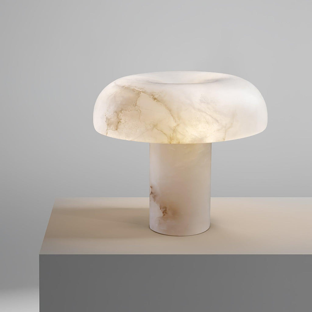 Lampe à poser moderne Acel en Albâtre Laiton et blanc