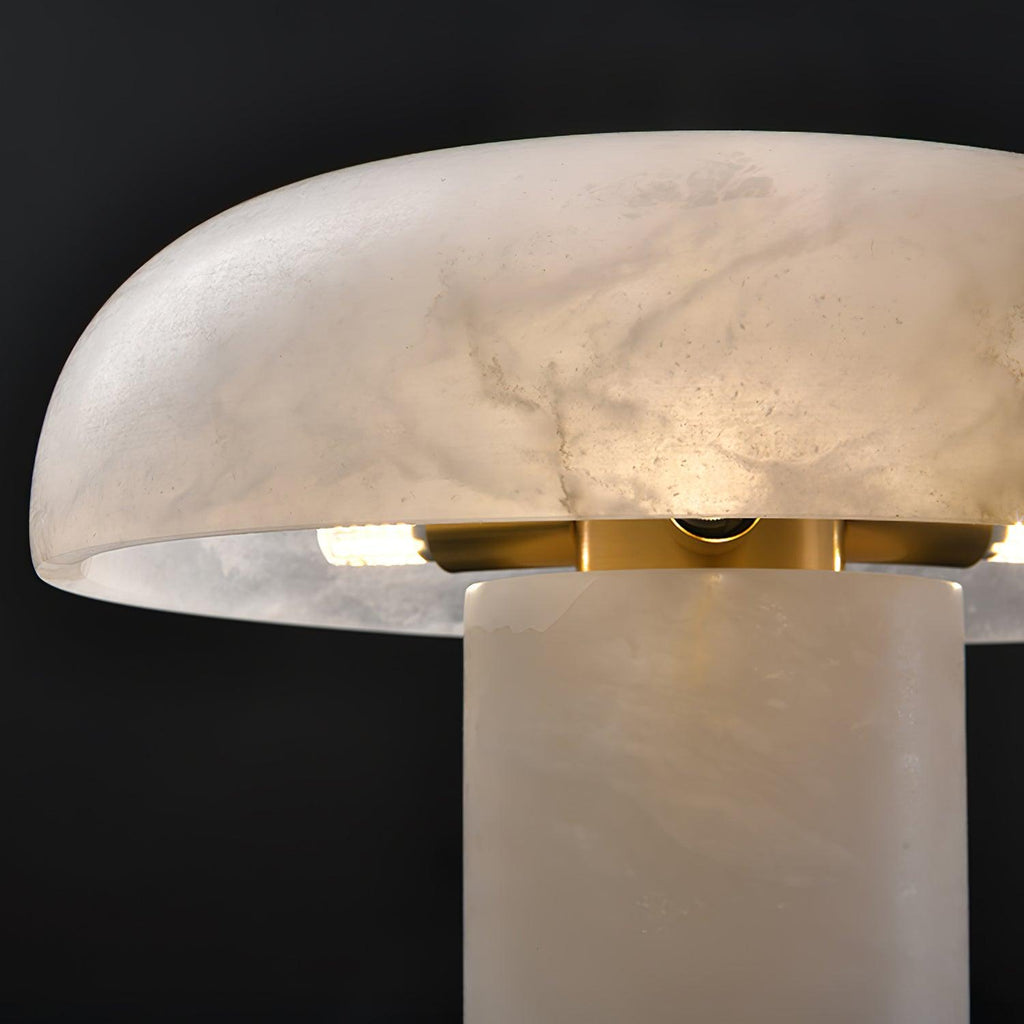 Lampe à poser moderne Acel en Albâtre Laiton et blanc