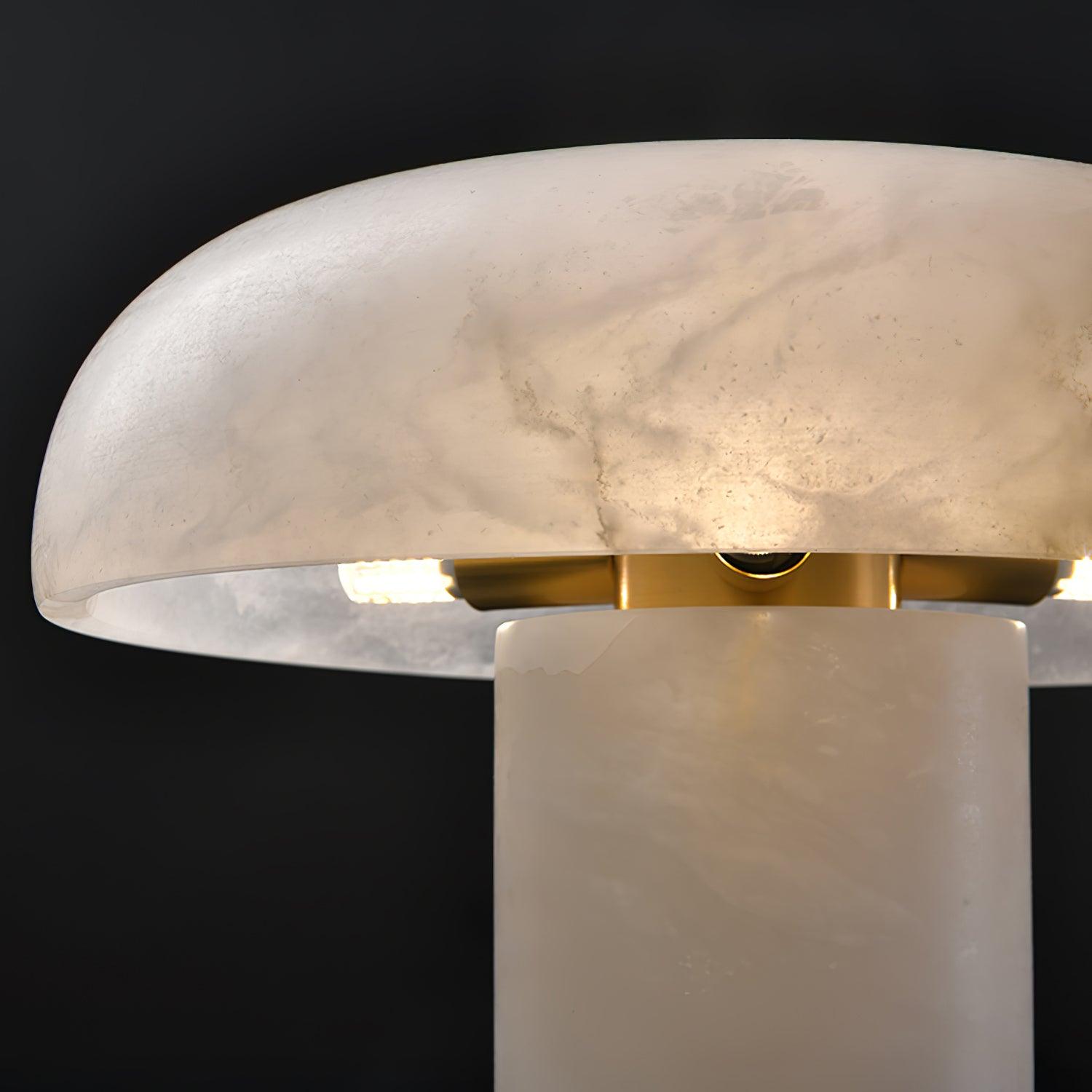 Lampe à poser moderne Acel en Albâtre Laiton et blanc