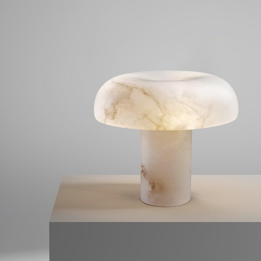 Lampe à poser moderne Acel en Albâtre Laiton et blanc