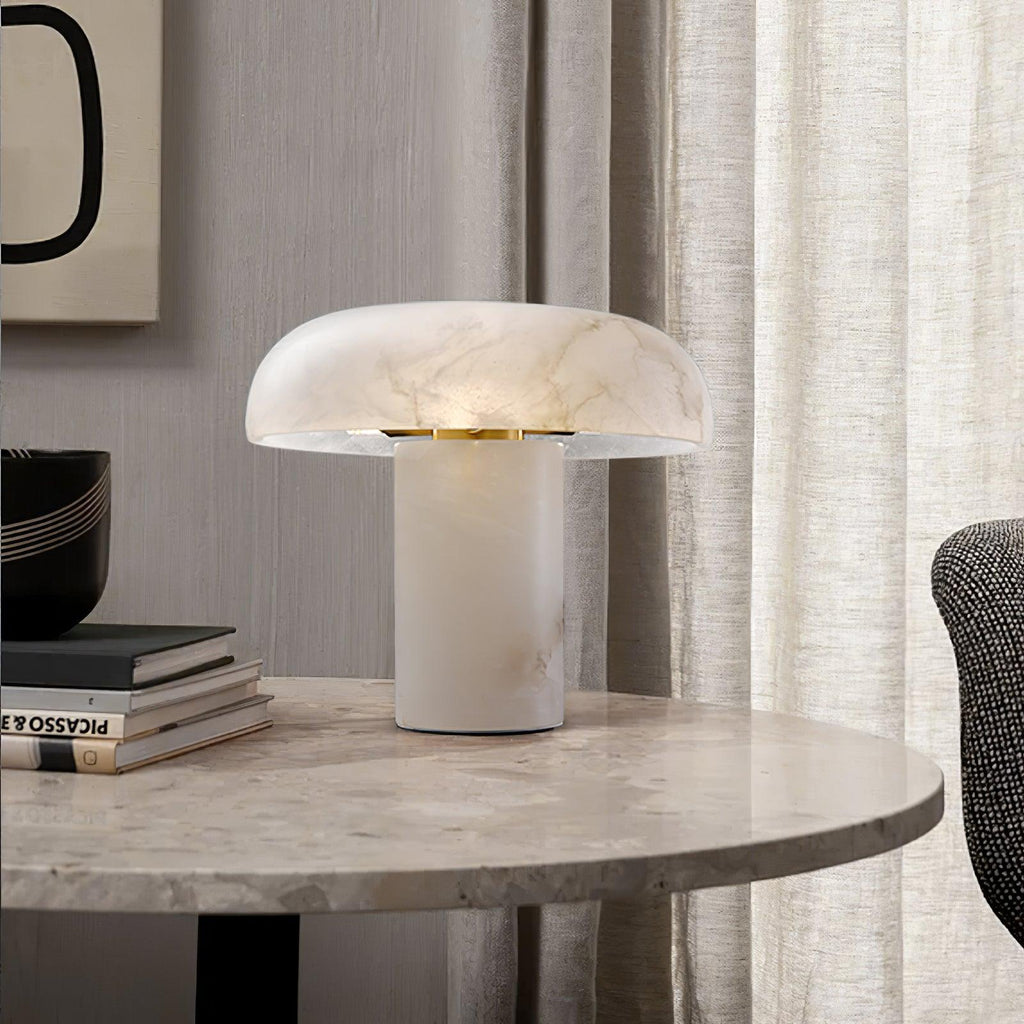 Lampe à poser moderne Acel en Albâtre Laiton et blanc
