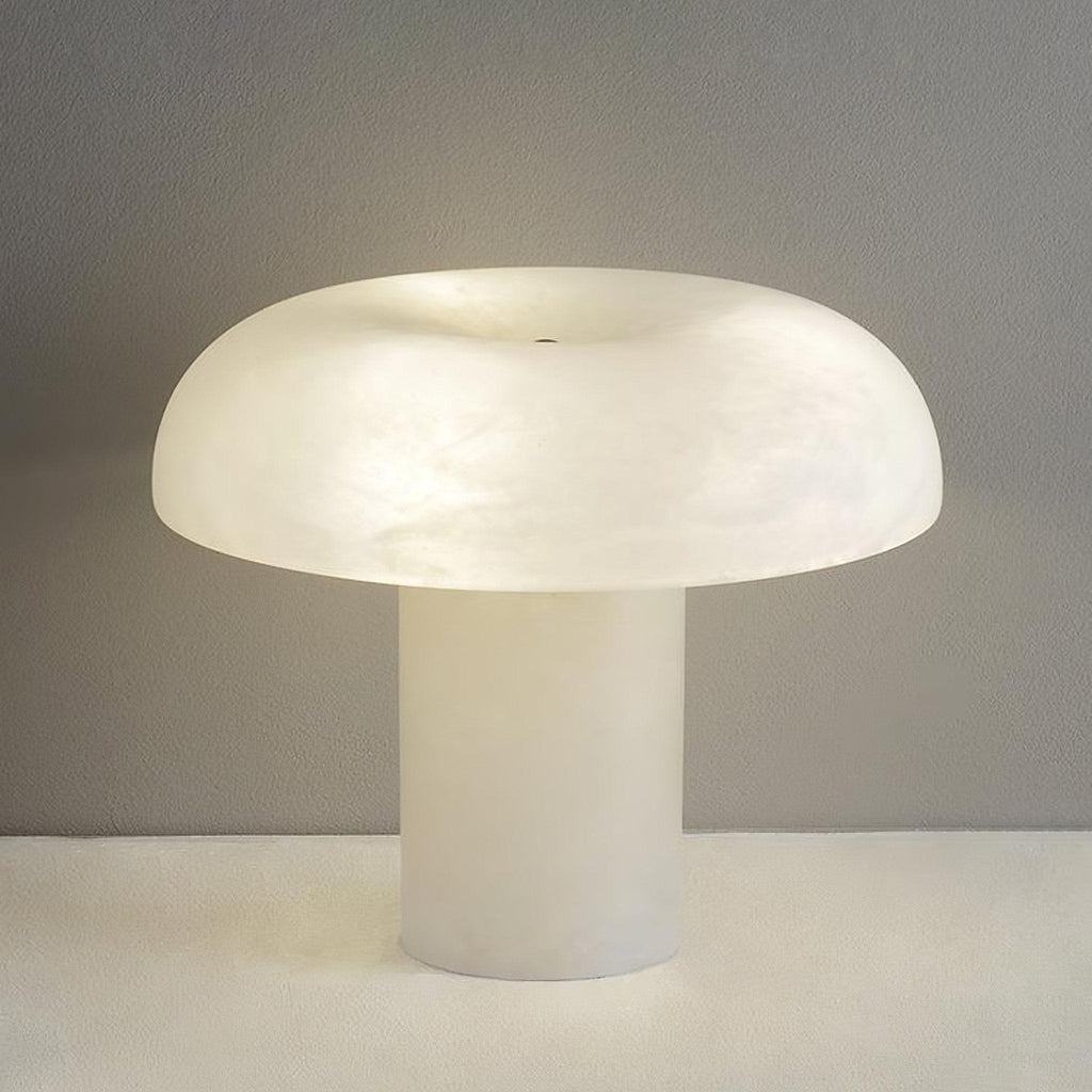 Lampe à poser moderne Acel en Albâtre Laiton et blanc