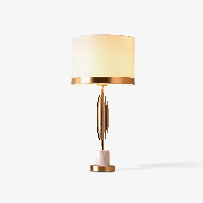 Lampe à poser moderne Dreng en Tissu, Fer, Marbre, Métal Doré