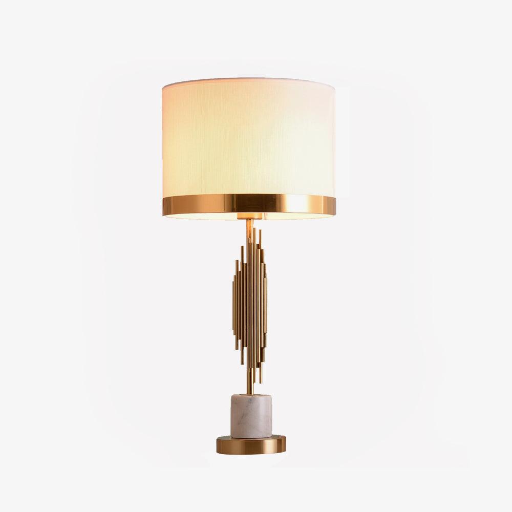 Lampe à poser moderne Dreng en Tissu, Fer, Marbre, Métal Doré