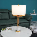 Lampe à poser moderne Dreng en Tissu, Fer, Marbre, Métal Doré