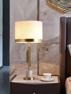 Lampe à poser moderne Dreng en Tissu, Fer, Marbre, Métal Doré
