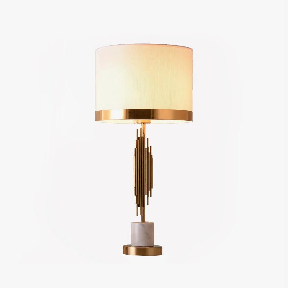 Lampe à poser moderne Dreng en Tissu, Fer, Marbre, Métal Doré