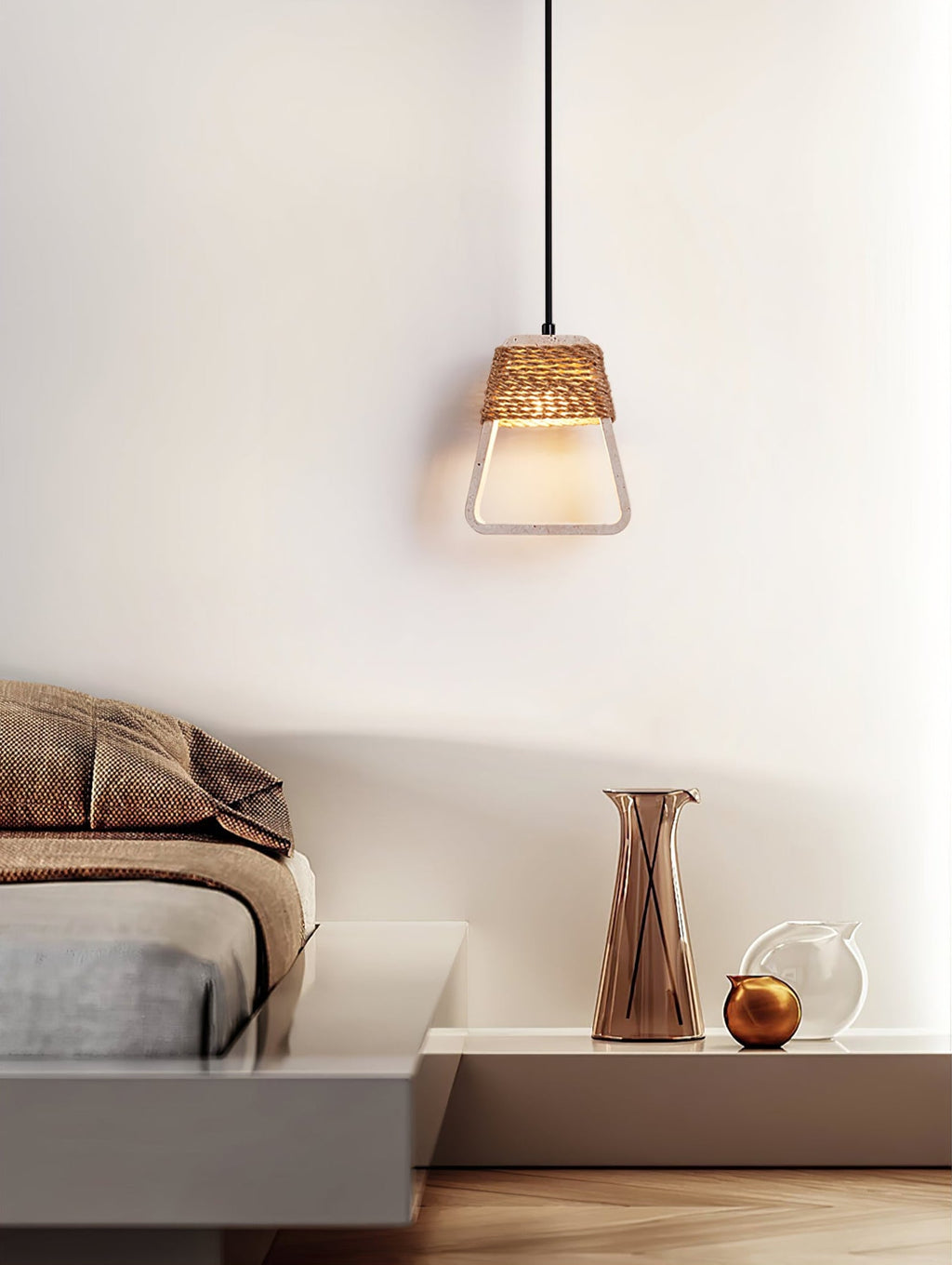 Suspension moderne Eskil en Travertin jaune